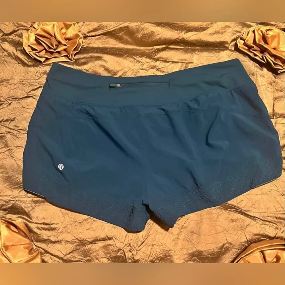 Lululemon Shorts Women's 12 Speed Up Running Athletic Sporty Green Blue